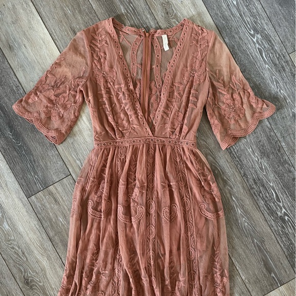 Wishlist Terracotta Embroidered Lace Maxi Dress Romper - Picture 3 of 12